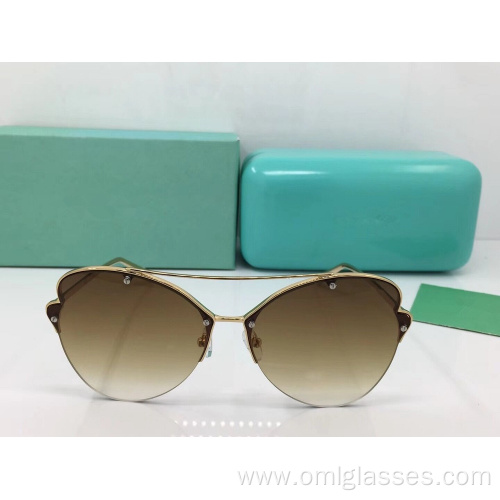 Semi Rimless Butterfly Sunglasses For Women